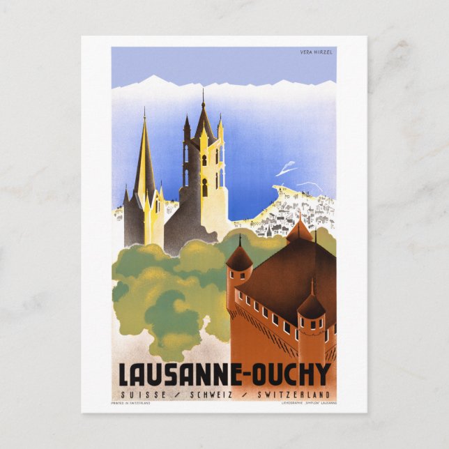 Carte Postale Suisse Lausanne Ouchy Poster Vintage voyage (Devant)