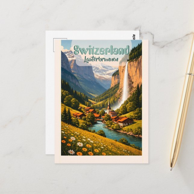 Carte Postale Suisse Lauterbrunnen (Devant/Arrière en situation)