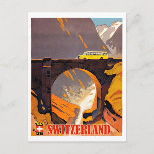 Carte Postale Suisse montagnes, voyage aérien vintage