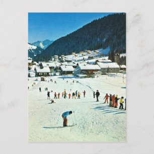 Carte Postale Suisse vintage, Morgins Ecole de ski