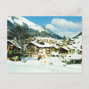 Carte Postale Suisse vintage Morgins, station de ski en hiver