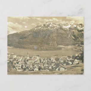 Carte Postale Suisse vintage, St Moritz et lac 1906