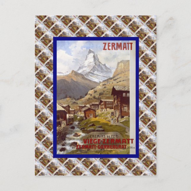 Carte Postale Suisse vintage, Zermatt (Devant)