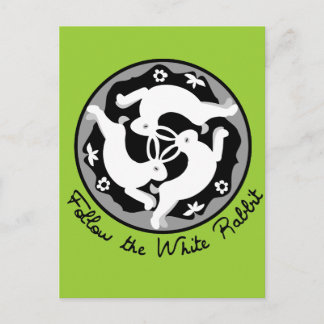 Carte Postale Suivez le lapin blanc