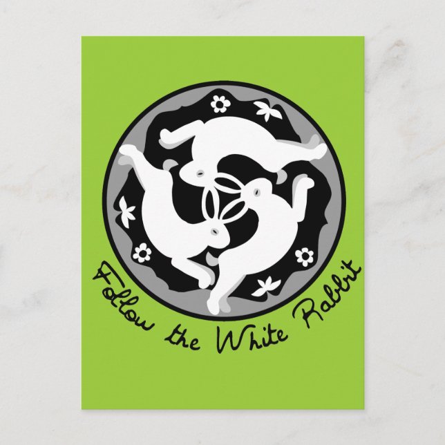 Carte Postale Suivez le lapin blanc (Devant)