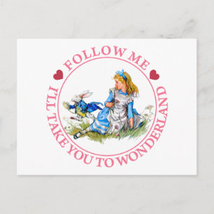 CARTE POSTALE SUIVEZ-MOI, JE VOUS EMMÈNERAI À WONDERLAND