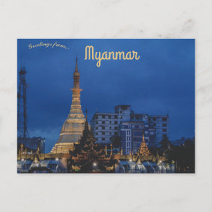 Carte Postale Sule Pagoda dans le centre-ville de Yangon Myanmar