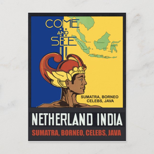 Carte Postale Sumatra, Bornéo, Célèbes, Java, Indes néerlandaise (Devant)