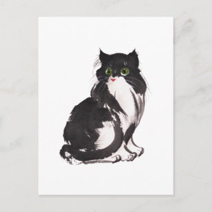 Carte Postale Sume de chat noir et blanc
