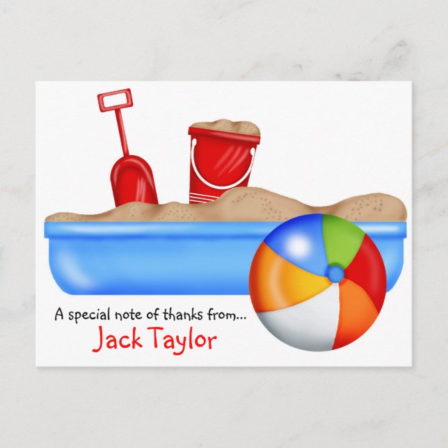 Carte Postale Summer Fun Sand box Beach Ball (Devant)