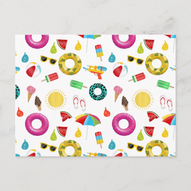 Carte Postale Summer Party Beach Pool Motif Amusant (Devant)
