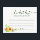 Carte Postale Summer Sunflower Bucket List Cards<br><div class="desc">These summer sunflower bucket list cards are the perfect activity for a spring or summer wedding reception or bridal shower. The design features floral greenery with bright yellow sunflowers and pink gerbera flowers.</div>