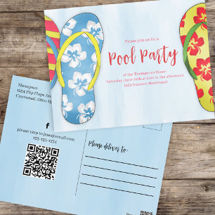 Carte Postale Summer Tropical tendance Watercolor Pool Party