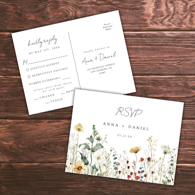 Carte Postale Summer Wildflower Field Wedding RSVP (Créateur téléchargé)