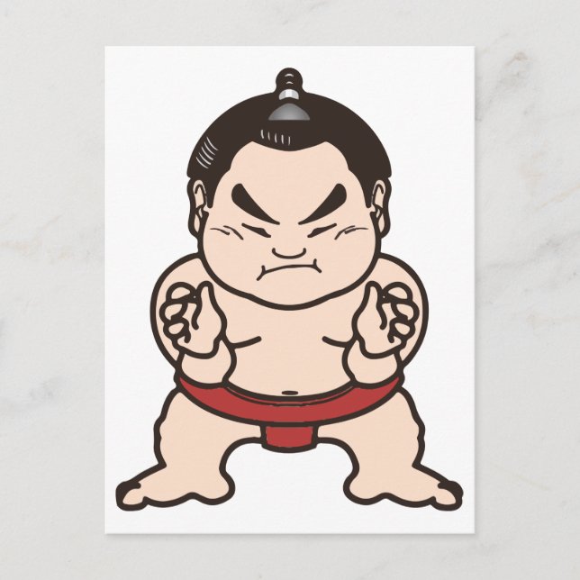 Carte Postale Sumo Wrestler Dessin Japon Japonais Lutte (Devant)