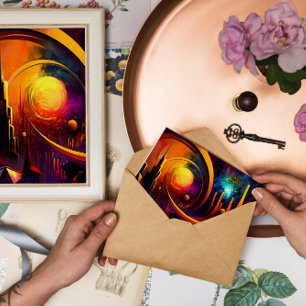 Carte Postale Sun moon bright portal color abstraction city