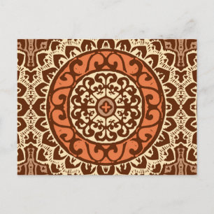 Carte Postale Sun Sud-Ouest Mandala Batik, rouille et Brown