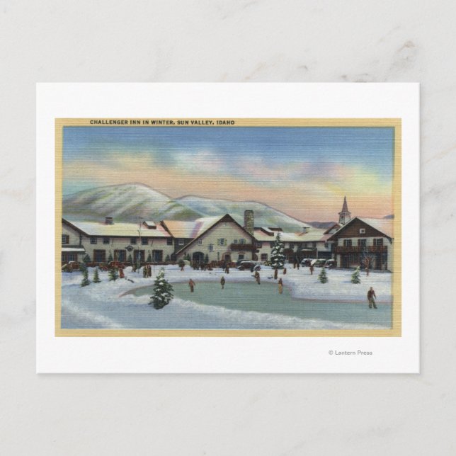 Carte Postale Sun Valley, ID - Challenger Inn en hiver (Devant)