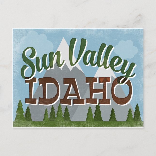 Carte Postale Sun Valley Idaho Amusants Retro Snowy Mounts (Devant)