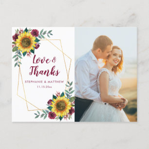 Carte Postale Sunflower Bourgogne Rose Merci de photo géométriqu