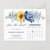 Sunflower Dusty Blue Peony Calendrier Enregistrer 