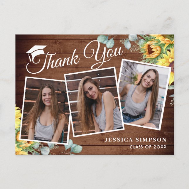 Carte Postale Sunflower Eucalyptus 3 PHOTO Merci de graduation (Devant)