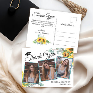 Carte Postale Sunflower Eucalyptus 3 PHOTO Merci de graduation