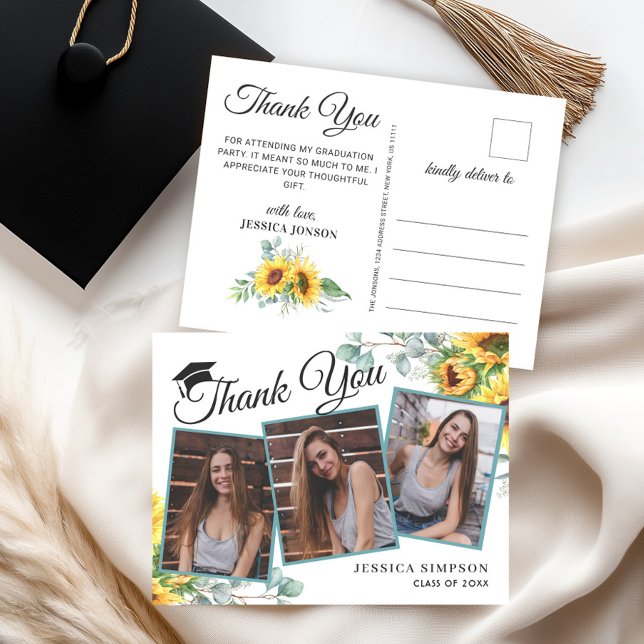 Carte Postale Sunflower Eucalyptus 3 PHOTO Merci de graduation (Créateur téléchargé)