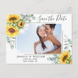 Carte Postale Sunflower Eucalyptus PHOTO Mariage Enregistrer la