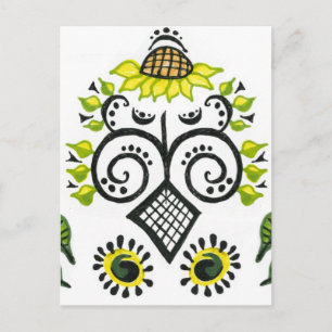 Carte Postale Sunflower Folk Motif par Alexandra Cook