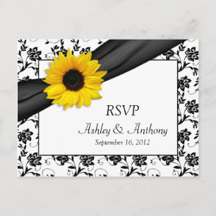 Carte postale Sunflower Mariage damassé RSVP