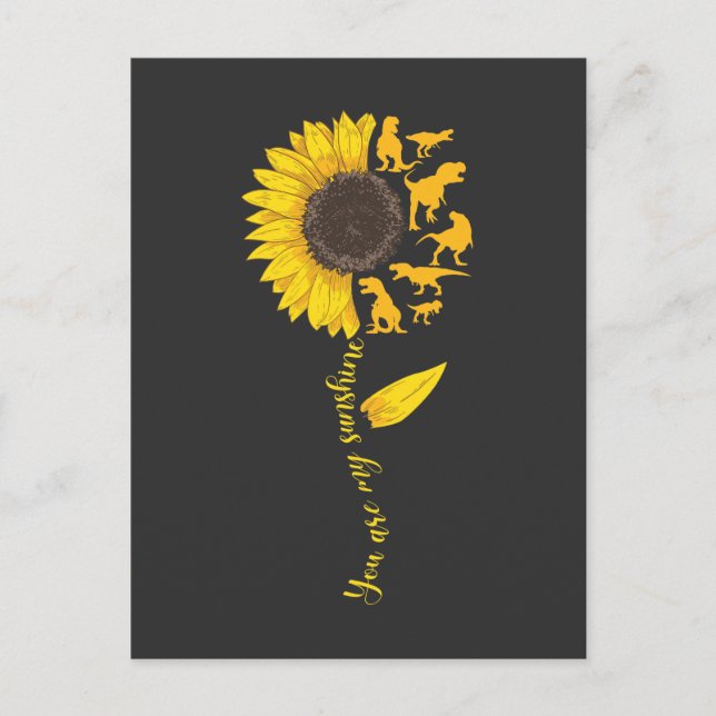 Carte Postale Sunflower Sunshine Cute Dinosaur Lover Trex Dino (Devant)