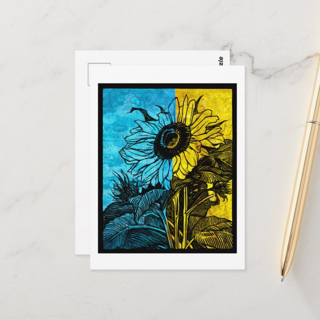 Carte Postale Sunflower Ukraine (Devant/Arrière en situation)