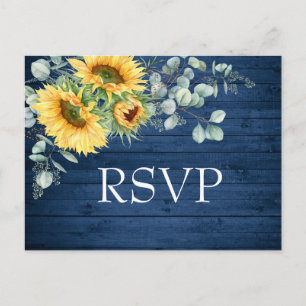 Carte Postale Sunflowers Eucalyptus Aquarelle Mariage RSVP