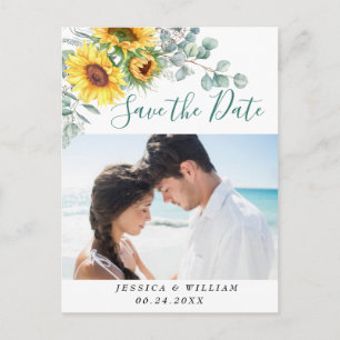 Carte Postale Sunflowers Eucalyptus photo mariage Enregistrer la