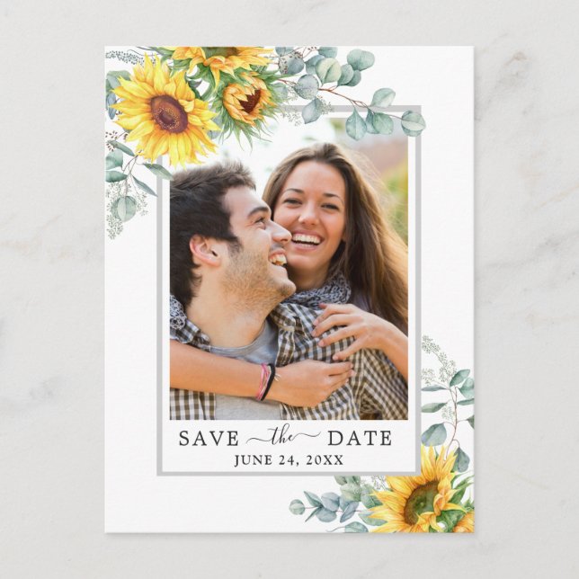 Carte Postale Sunflowers Eucalyptus photo mariage Enregistrer la (Devant)