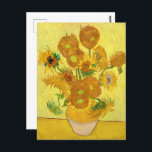 Carte Postale Sunflowers, Vincent van Gogh<br><div class="desc">Van Gogh n'a jamais peint une seule oeuvre d'art intitulée "Tournesols". Au lieu de cela, il fit plusieurs restitutions des grandes fleurs jaunes dans deux séries de tournesols séparées, l'une lors d'un séjour avec son frère à Paris en 1887 et l'autre pendant sa location à Arles de 1888 à 1889....</div>