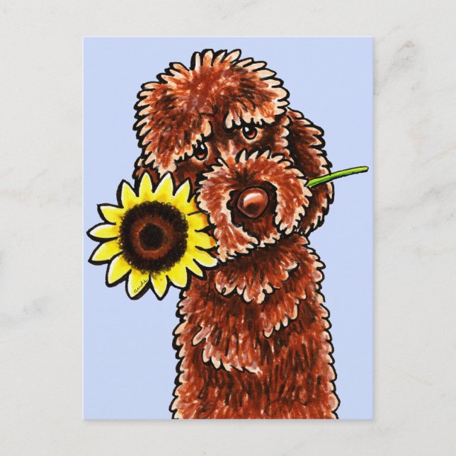 Carte Postale Sunny Chocolate Labradoodle Off-Leash Art™ (Devant)
