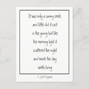 Carte Postale Sunny Smile Poème Inspirationnel F. Scott Fitzgera
