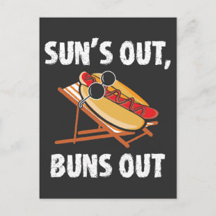 Carte Postale Suns Out Buns Out Funny Hot Chien nourriture Amour