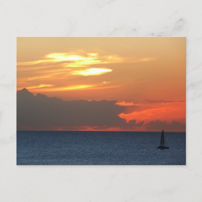 Carte Postale Sunset Clouds and Sailboat Seascape (Devant)