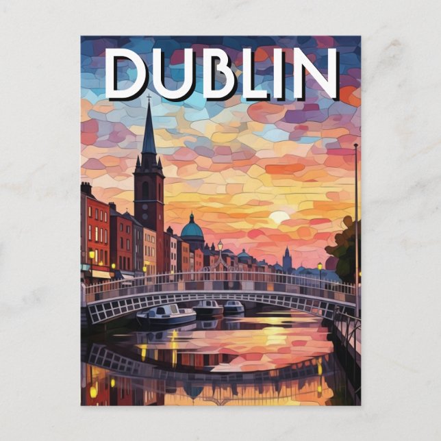 Carte Postale Sunset Dublin Ireland Travel (Devant)