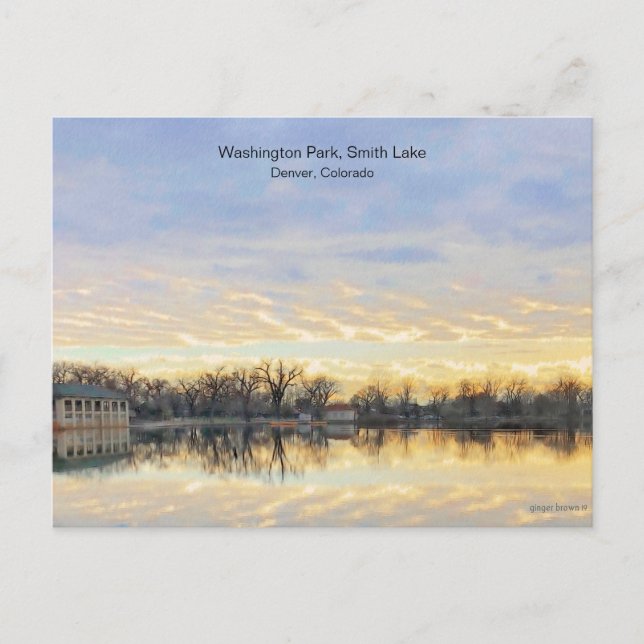 Carte Postale Sunset Extraordinaire, Washington Park Lake, Denve (Devant)