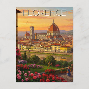 Carte Postale Sunset Florence Italie Skyline