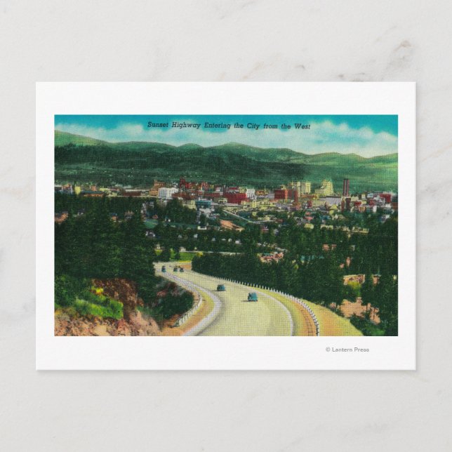 Carte Postale Sunset Highway entrant Spokane de l'ouest (Devant)