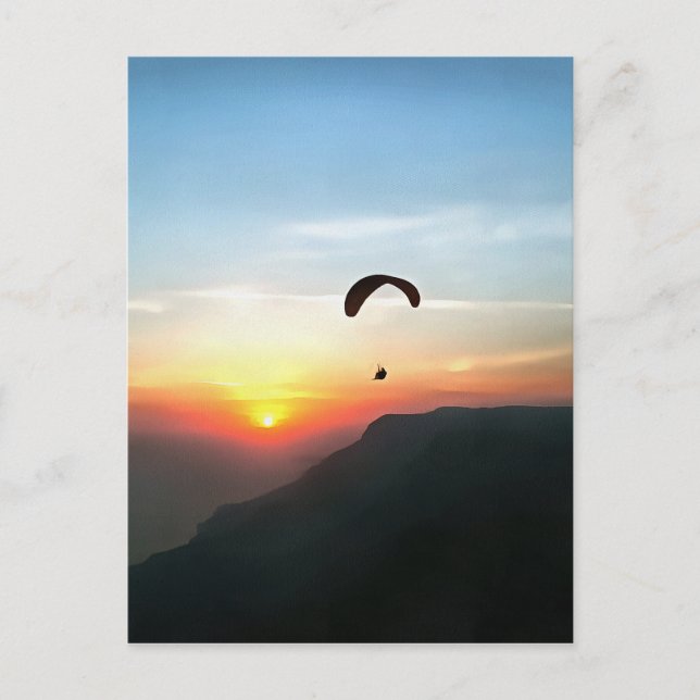 Carte Postale Sunset Paraglide Wanderlust Extreme Sports Art (Devant)