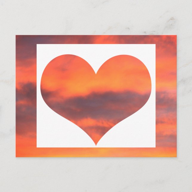 Carte Postale Sunset Sky Photo Paysage Orange Heart (Devant)