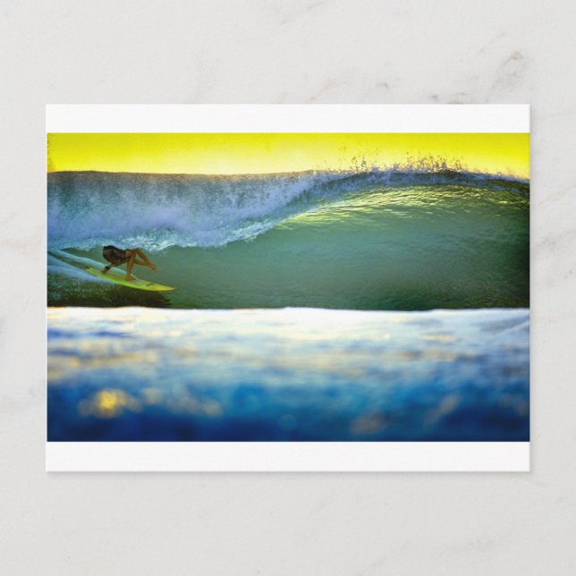 Carte Postale Sunset surf vagues paradisiaques tropicales (Devant)