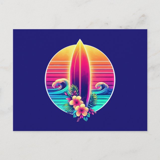 Carte Postale Sunset Surfboard Paradise (Devant)