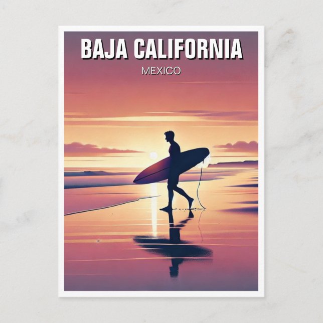 Carte Postale Sunset Surfer moderne Basse Californie (Devant)